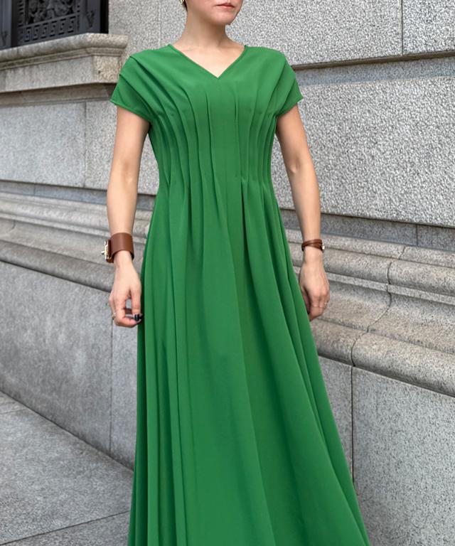 タック立体ドレスワンピ(防シワ・接触冷感・eco素材)_sty26ss-op19