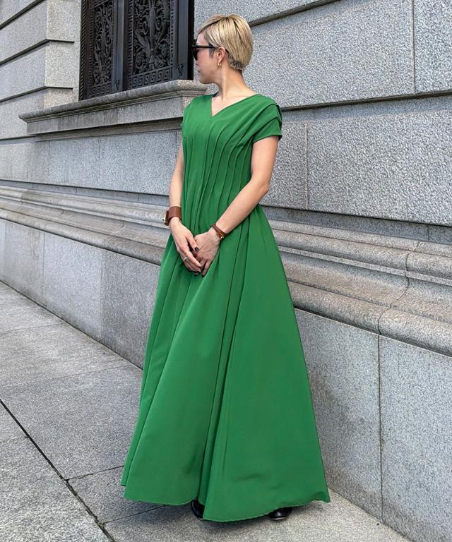 タック立体ドレスワンピ(防シワ・接触冷感・eco素材)_sty26ss-op19