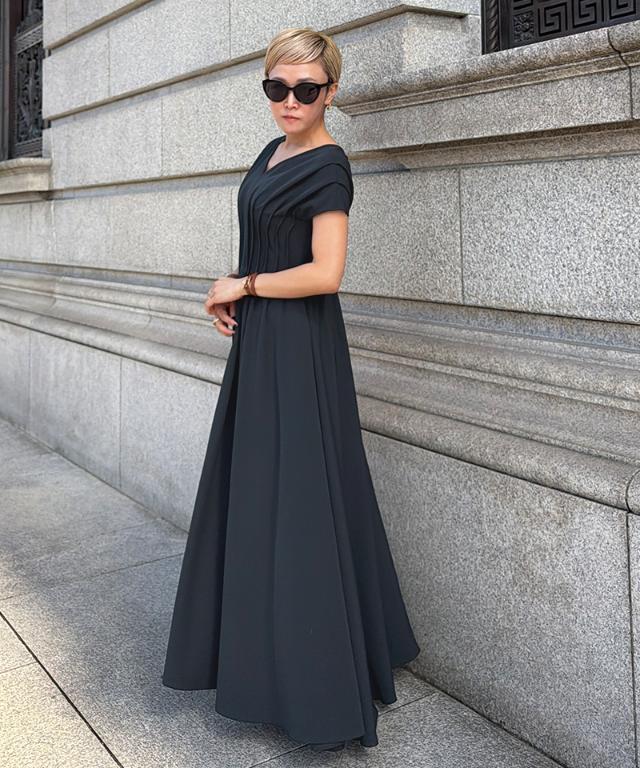 タック立体ドレスワンピ(防シワ・接触冷感・eco素材)_sty26ss-op19