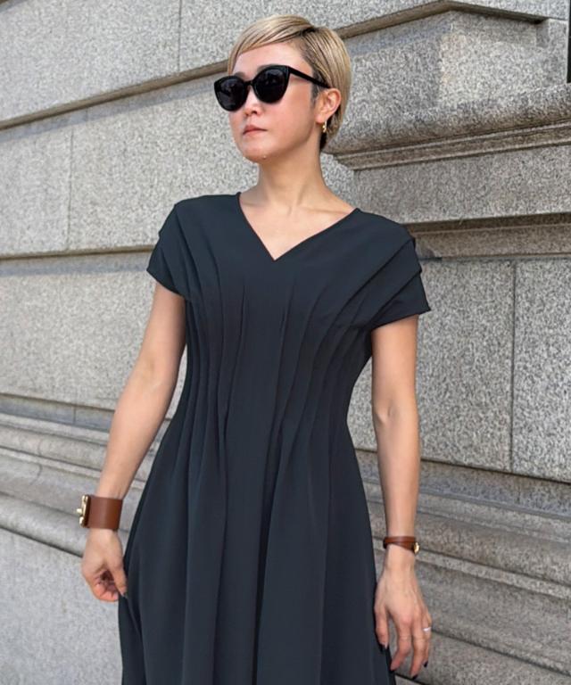 タック立体ドレスワンピ(防シワ・接触冷感・eco素材)_sty26ss-op19