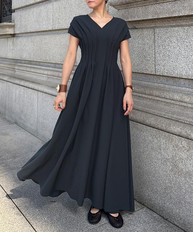 タック立体ドレスワンピ(防シワ・接触冷感・eco素材)_sty26ss-op19