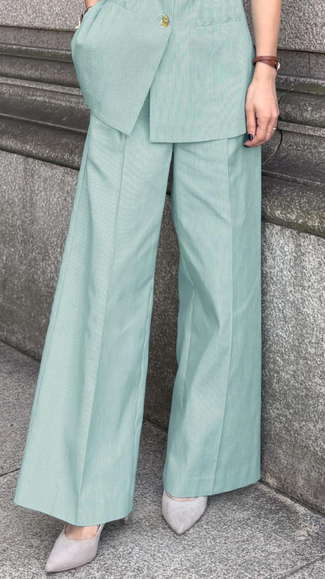 ストライプ美脚マリンパンツ（eco素材）