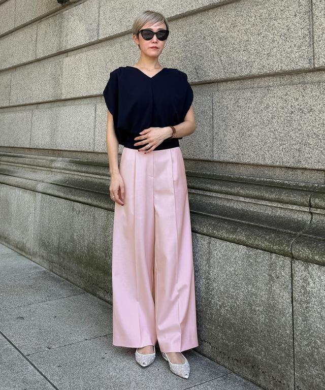 クール素材美脚ワイドパンツ(接触冷感・防シワ・UV)_sty26ss-pt22