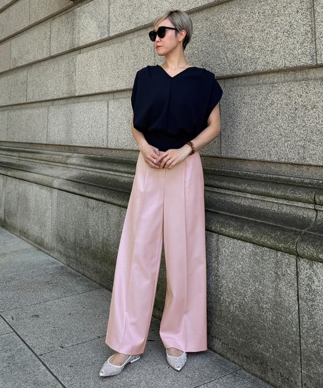 クール素材美脚ワイドパンツ(接触冷感・防シワ・UV)_sty26ss-pt22