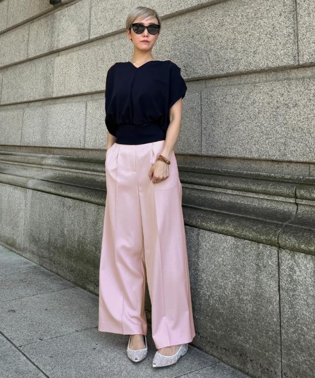 クール素材美脚ワイドパンツ(接触冷感・防シワ・UV)_sty26ss-pt22