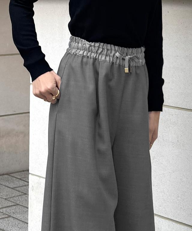 ウエストサテンパンツ（防シワ生地）_sty26ss-pt23