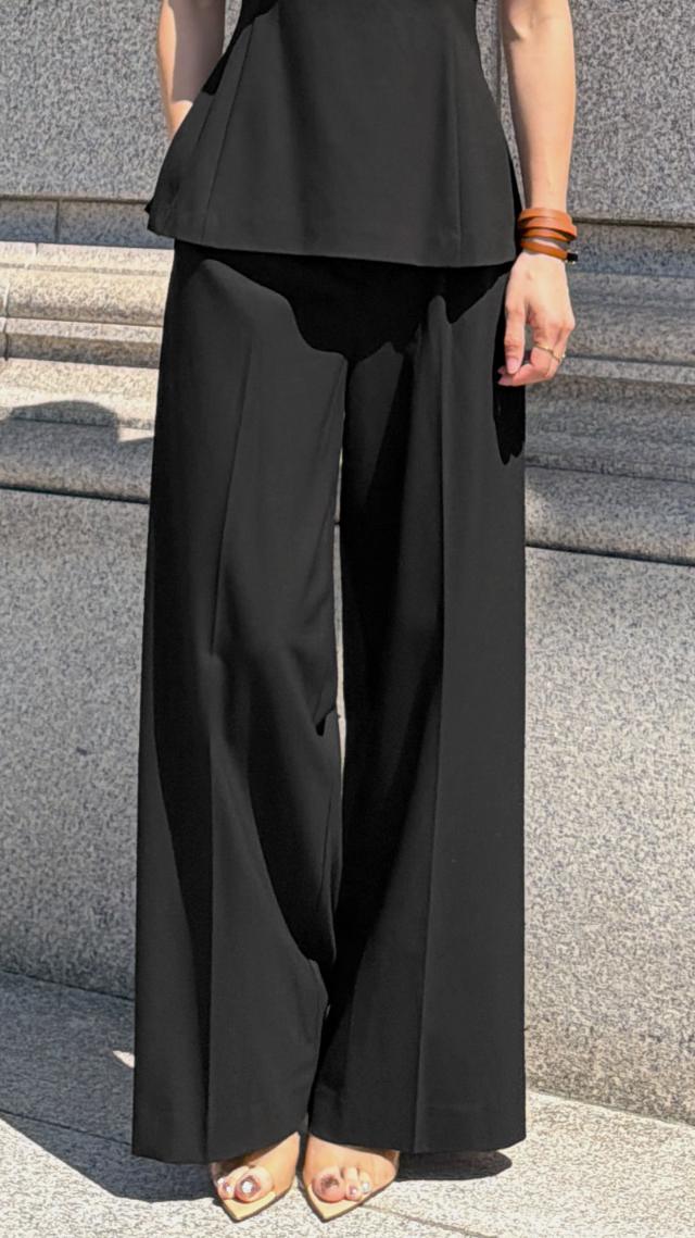 ワイドストレートパンツ（防シワ機能性生地）