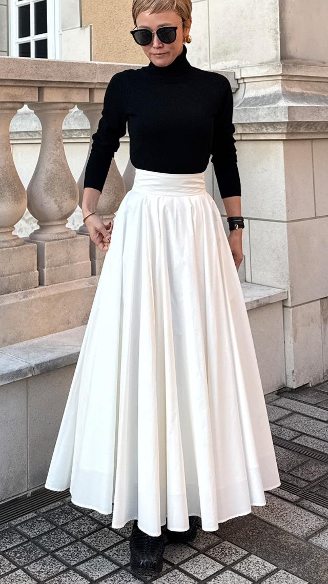 クール素材ボリュームドレススカート