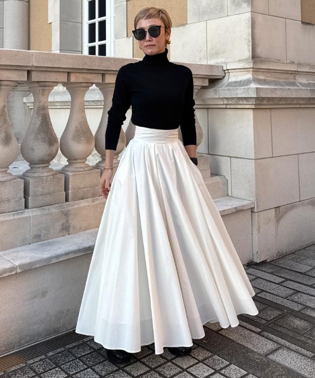 クール素材ボリュームドレススカート_sty26ss-sk20