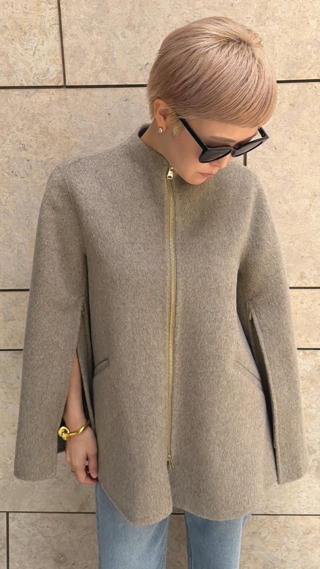 ウールカシミヤオープンスリーブコート