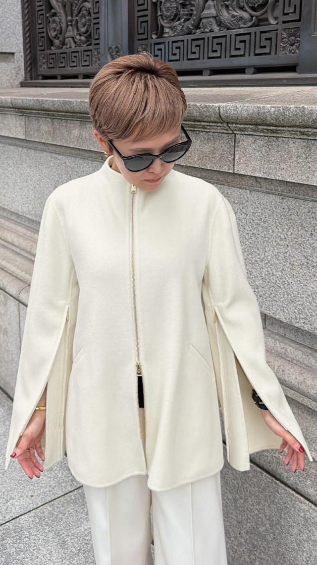 ウールカシミヤオープンスリーブコート