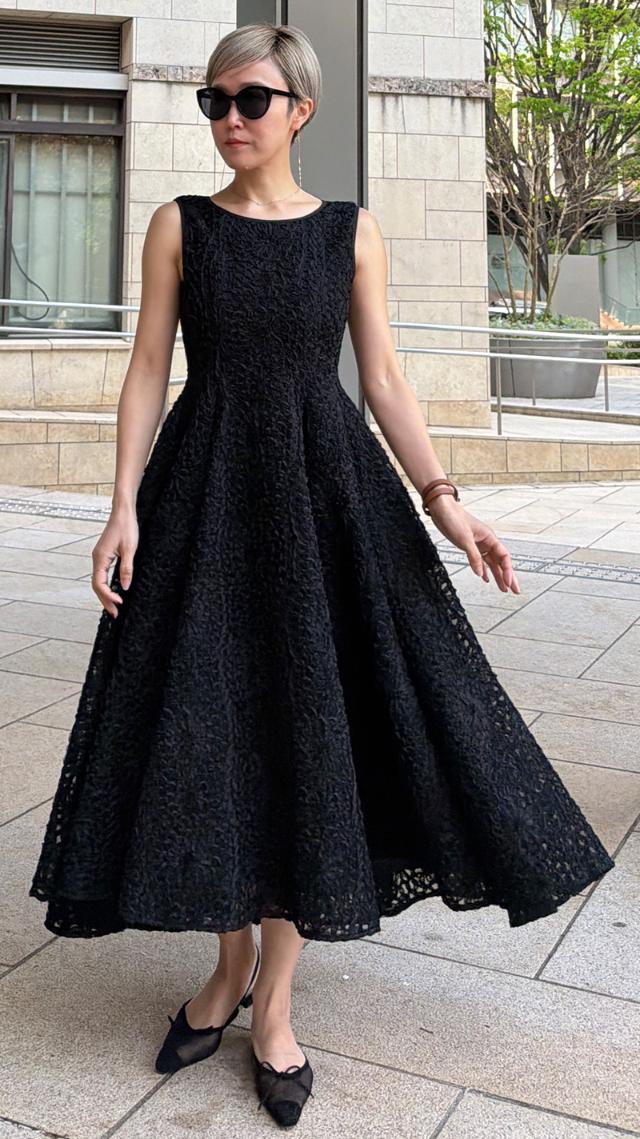 テープレースフレアワンピース