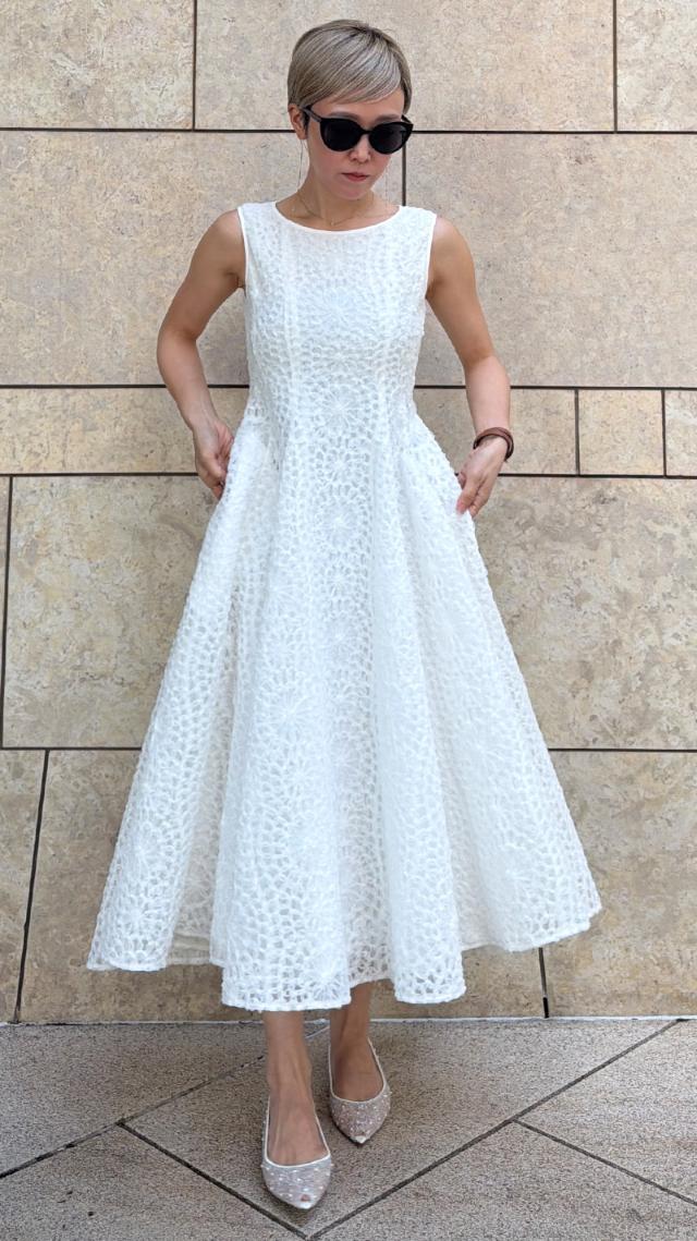 テープレースフレアワンピース