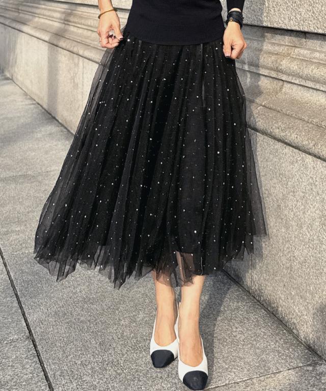 クリスタルチュールスカート_ugc26ss-sk01