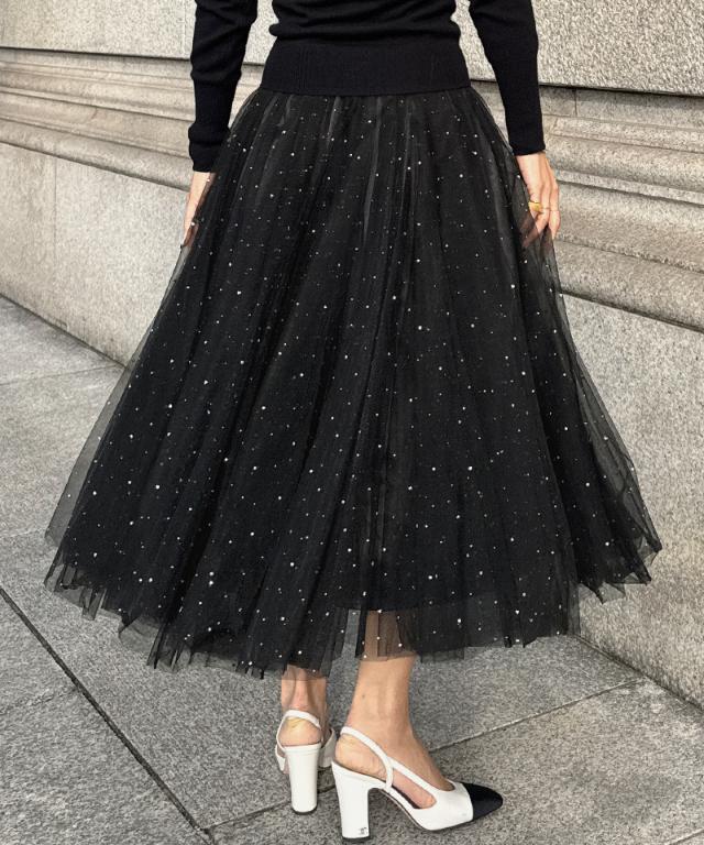 クリスタルチュールスカート_ugc26ss-sk01