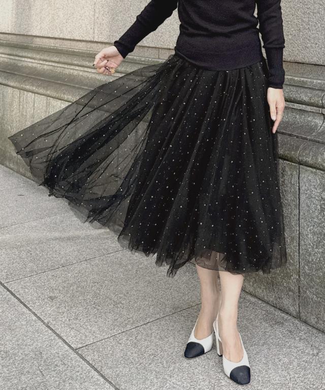 クリスタルチュールスカート_ugc26ss-sk01