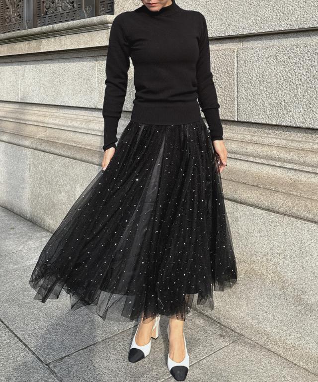 クリスタルチュールスカート_ugc26ss-sk01