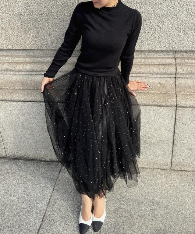 クリスタルチュールスカート_ugc26ss-sk01