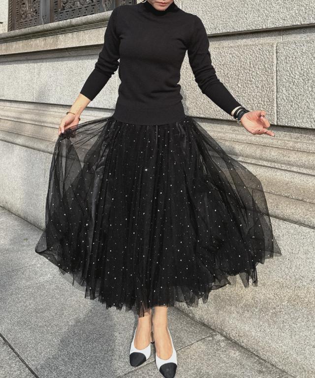 クリスタルチュールスカート_ugc26ss-sk01