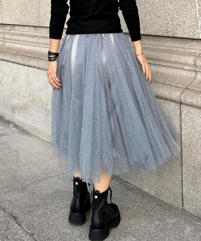 クリスタルチュールスカート_ugc26ss-sk01