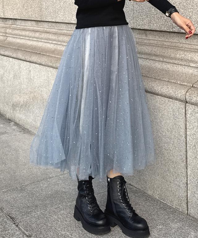 クリスタルチュールスカート_ugc26ss-sk01