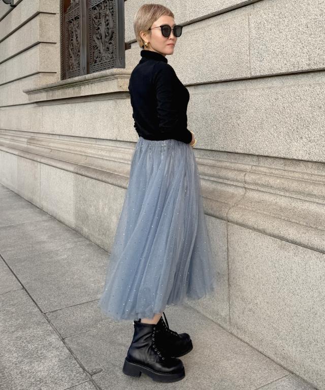 クリスタルチュールスカート_ugc26ss-sk01