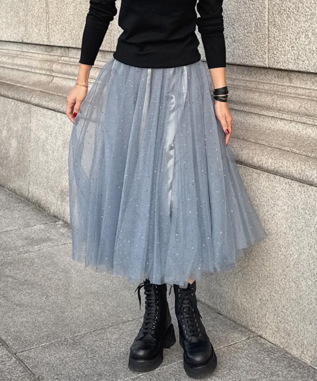 クリスタルチュールスカート_ugc26ss-sk01