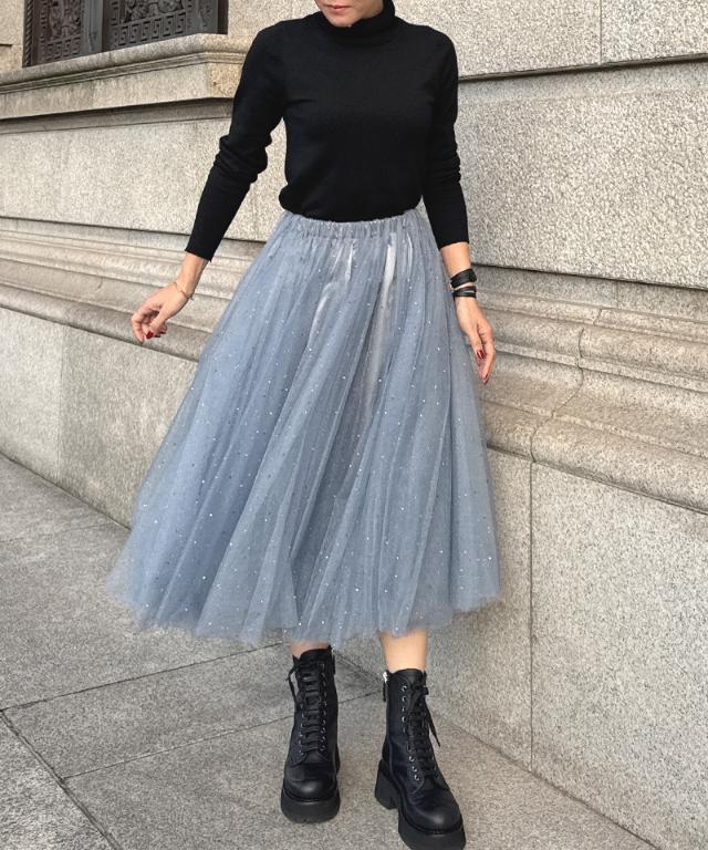 クリスタルチュールスカート_ugc26ss-sk01