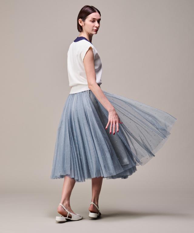 クリスタルチュールスカート_ugc26ss-sk01