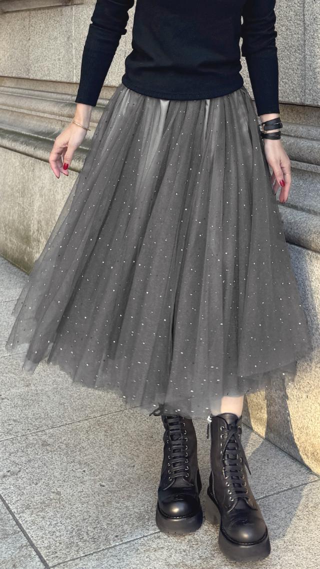 クリスタルチュールスカート