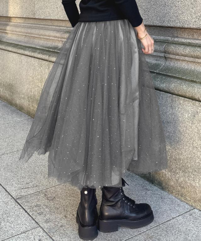 クリスタルチュールスカート_ugc26ss-sk01