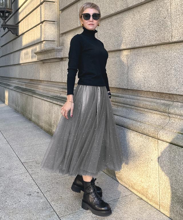 クリスタルチュールスカート_ugc26ss-sk01