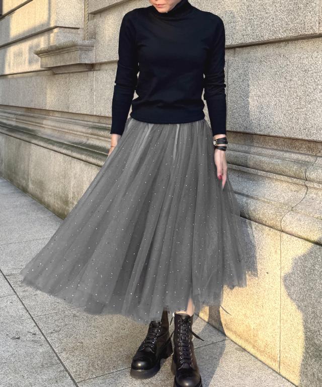 クリスタルチュールスカート_ugc26ss-sk01