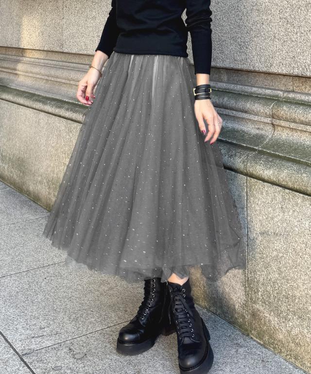 クリスタルチュールスカート_ugc26ss-sk01