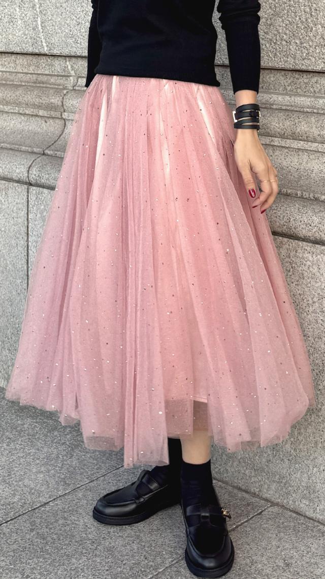 クリスタルチュールスカート
