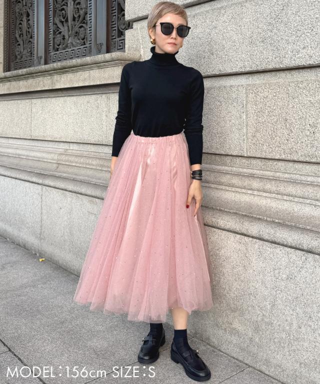 クリスタルチュールスカート_ugc26ss-sk01