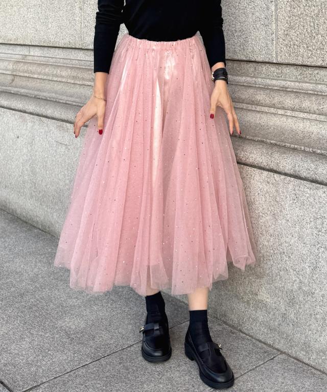 クリスタルチュールスカート_ugc26ss-sk01