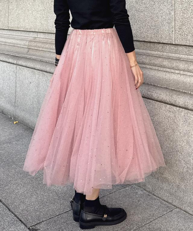 クリスタルチュールスカート_ugc26ss-sk01