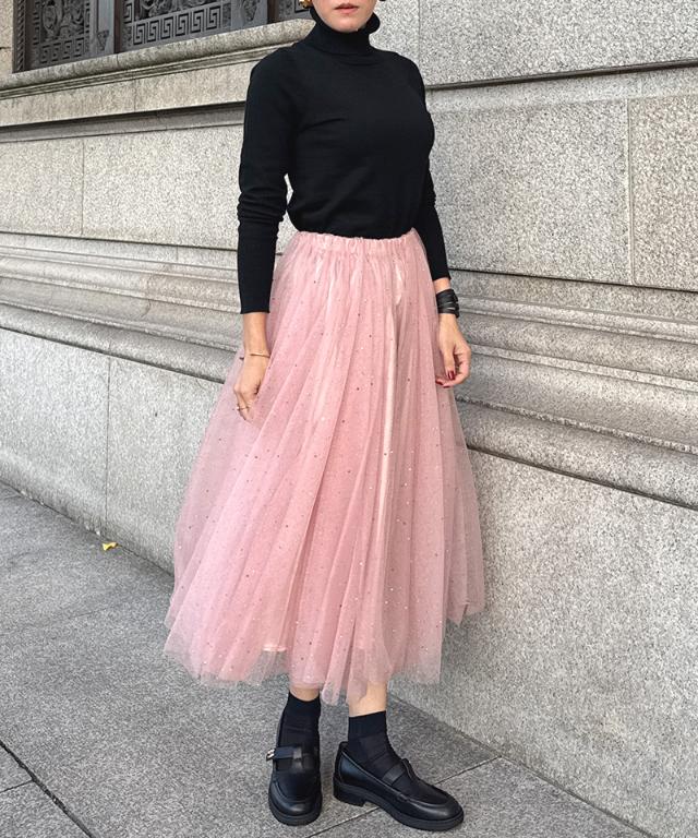 クリスタルチュールスカート_ugc26ss-sk01