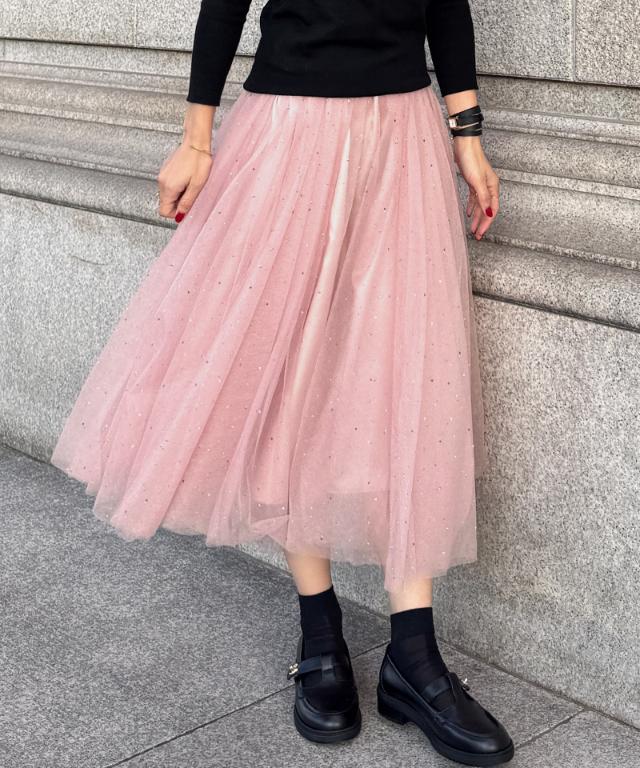 クリスタルチュールスカート_ugc26ss-sk01