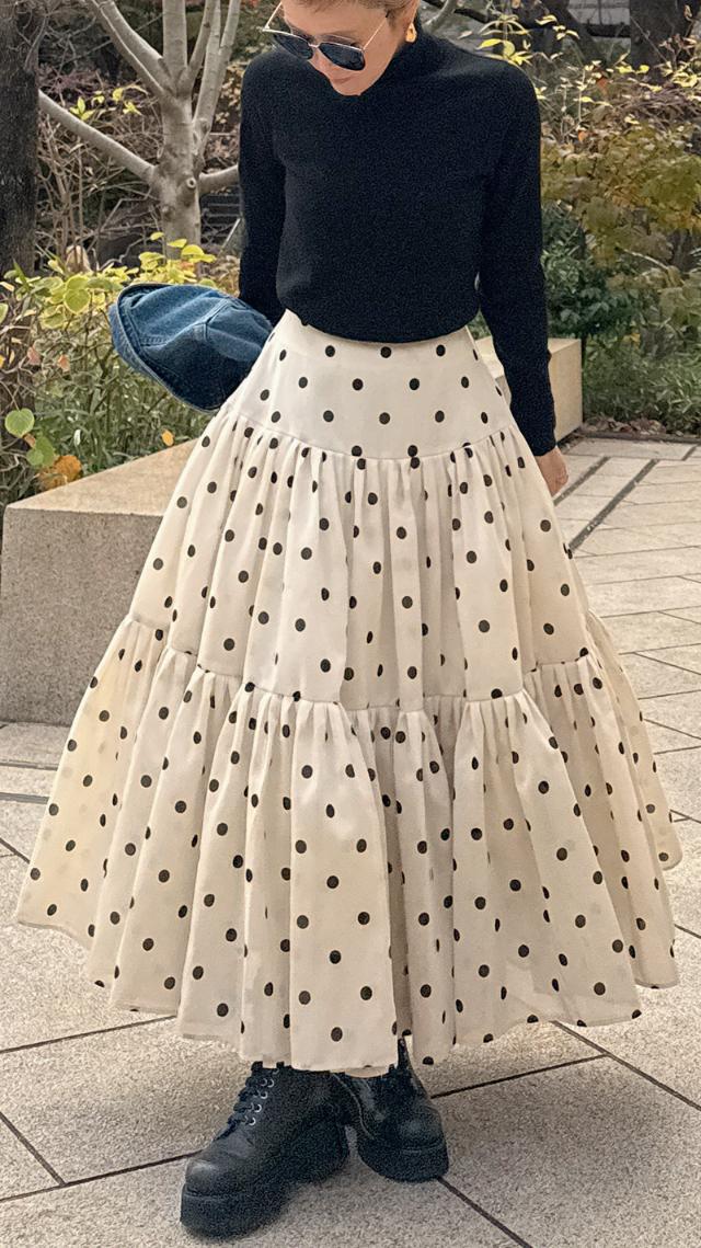 ラグジュアリードットタックスカート（北陸生産生地）