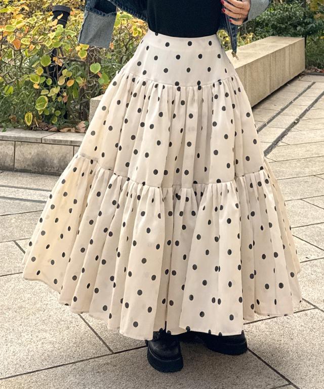 ラグジュアリードットタックスカート（北陸生産生地）_ugc26ss-sk13