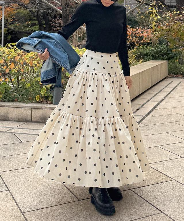 ラグジュアリードットタックスカート（北陸生産生地）_ugc26ss-sk13
