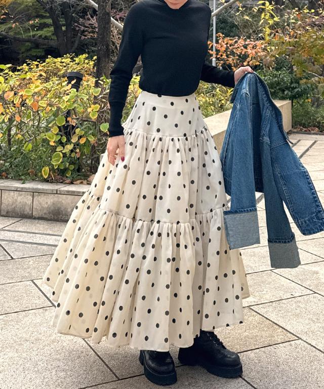 ラグジュアリードットタックスカート（北陸生産生地）_ugc26ss-sk13