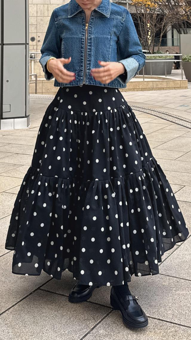 ラグジュアリードットタックスカート（北陸生産生地）