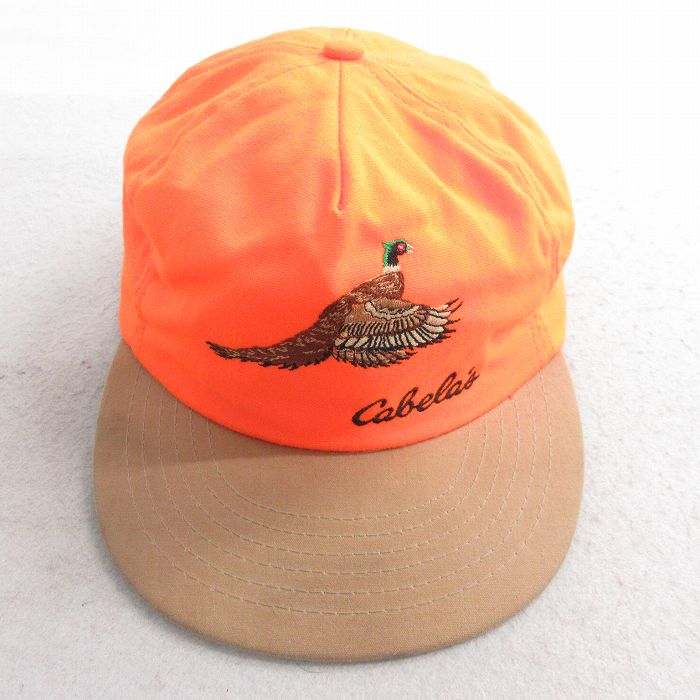 カベラス 鳥刺繍キャップ オレンジ 耳当て付き
