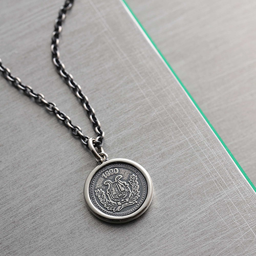 メンズアクセサリー ネックレス コイン シルバー グッドラック 