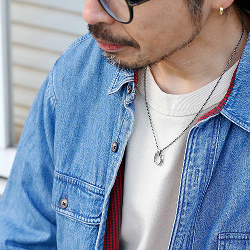 メンズアクセサリー ネックレス ホースシュー シルバー 燻 