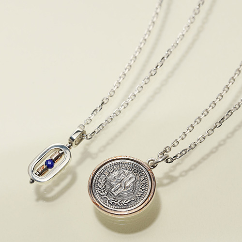 メンズアクセサリー ネックレス ハンドメイド シルバー 木目金 