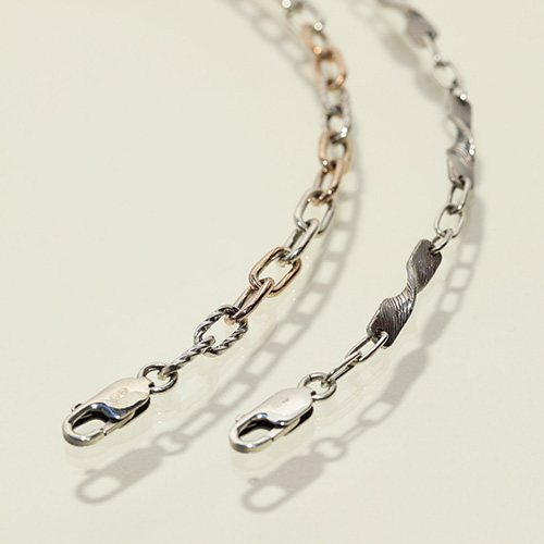 メンズアクセサリー ブレスレット ハンドメイド シルバー 木目金 